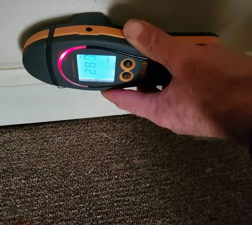 Moisture detection at baseboard during Sewage Cleanup & Sanitation in Bonner Springs